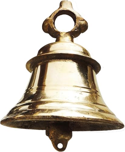 Solid Brass Temple Ganta Hanging Ship Bell Brass Pooja Bell Indian Temple Bell (9 inch)