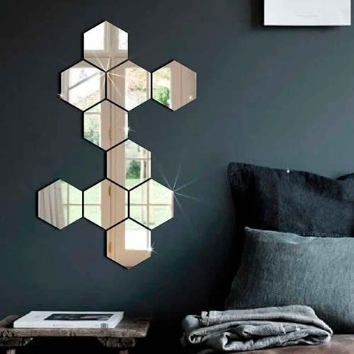 Espelho Em Acrilico De Decorativo Parede Hexagonal 10 Peças Decoração Sala Quarto Banheiro