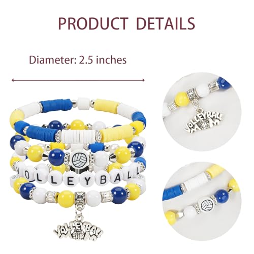 Image of Football Baseball Soccer Beaded Bracelets for Women Stackable Game Day Sports Theme Bracelet