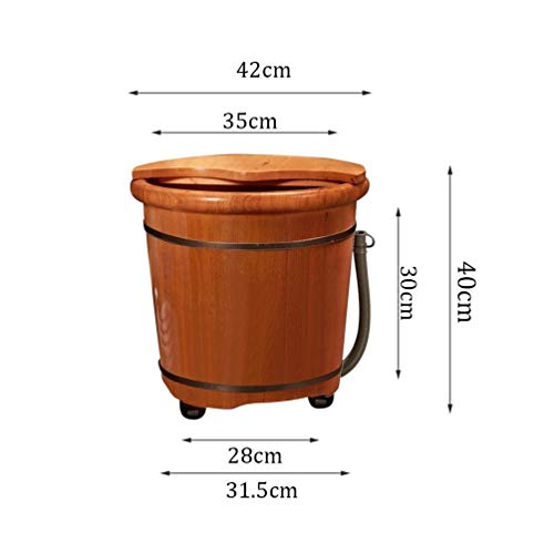 Spa de pies de madera tipo barril con tapa y ruedas miniatura 3