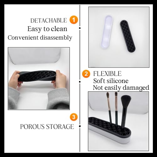 Image of TANG SONG 2 PCS Silicone Make up Brush Holder Cosmetic Storage Box Desktop Organizers (Black)