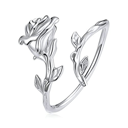 Bague couronne de rose en joaillerie fine avec anneau réglable pour femme