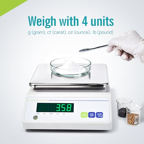 Image of High Precision Lab Scale Analytical Balance,G /ct /oz /lb,5000g x 0.01g