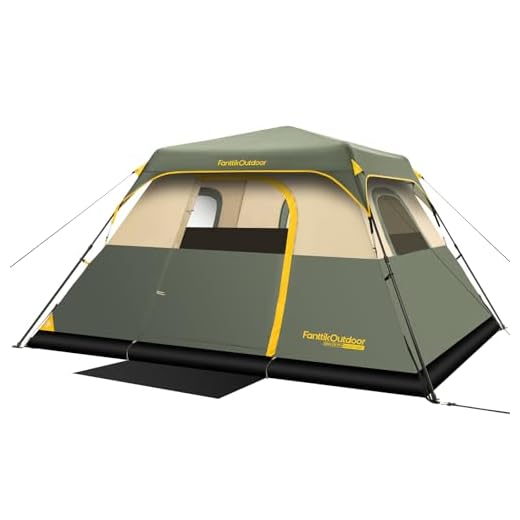 FanttikOutdoor Zeta C6 Pro Camping Tent 6 Person Instant Cabin Tent Setup in 60 Seconds with Rainfly & Windproof Portable with Carry Bag for Family Camping & Hiking, Upgraded Ventilation, Green