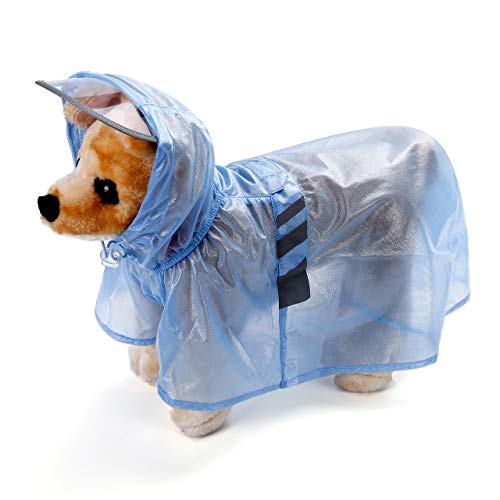Mogoko Reflective Dog Raincoat With Hood, Waterproof Pet Blue Rain Coats For Large Dogs #TOP2