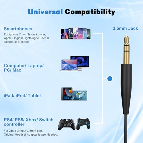 3.5mm auf 2.5mm Audio Kabel, Audio-Ersatzkabel Bose Aux Kabel 3,5mm Klinkenkabel Kompatibel mit Bose 700 QuietComfort QC35II QC35 QC25 QC45 Soundlink Soundtrue, JBL E45BT E55BT E65BTNC Kopfhörer