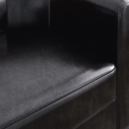 Image of BELLEZE Accent Barrel Chair, Set of 2 Faux Leather Round Club Tub Sofa Corner Chair with Flared Legs and Cozy Soft Padding for Living Room Bedroom Waiting Room - Black