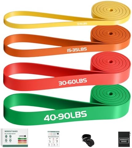 Lot de 5 Bandes de résistance avec ancrage de Porte, Bande de Gym...