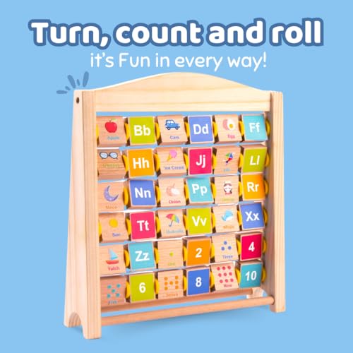 Cots and Cuddles Wooden ABC & Number Abacus Board for Kids | Alphabet & Number Learning Toy | Educational & Fun | Age 1+ - Image 2