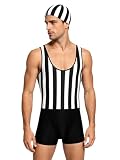 TSSOE Herren Badeanzug Einteiler Wrestling Body Singlet Sportlich Einteiliger Bademode Triathlon Einteilig Fitnessstudio Fitness Workout Outfits Mit Badekappe Schwarz 3XL