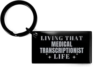 Medical Transcriptionist Keyring Gifts for Medical Transcriptionist Student, Living That Medical Transcriptionist Life Jokes Funny, Sarcasm Gifts for Friends, Coworkers Medical Transcriptionist