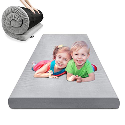 eletecpro Roll-up Memory Foam Mattress Kids Single Size[63''x26''x2''] Small Portable Floor & Camping