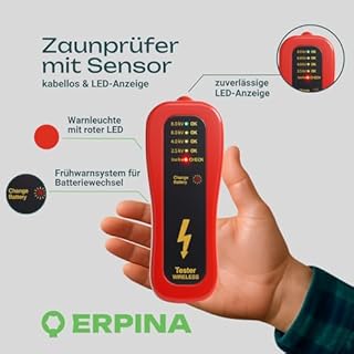 Testeur de clôture - Testeur de clôture LED sans fil avec capteur - Plage de mesure à 4 niveaux de 2500 à 8000 V - Pour une mesure confortable sans piquet pour vérifier en toute sécurité la tension de