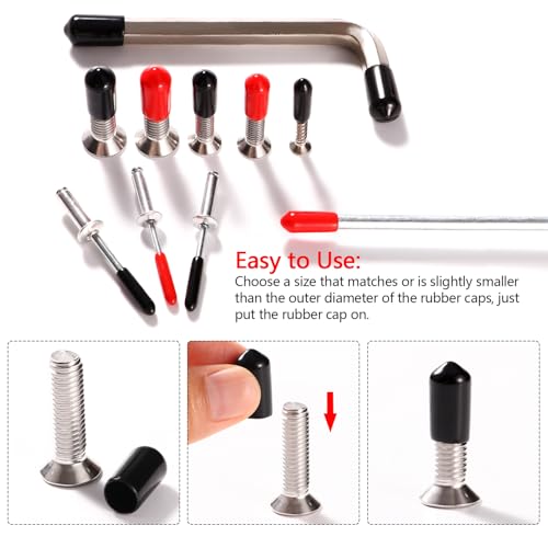 YIXISI 180 PCS 10 Sizes 2-10 mm Rubber End Caps Assortment Kit, Round Flexible Screw End Caps, Thread Protectors - Image 4