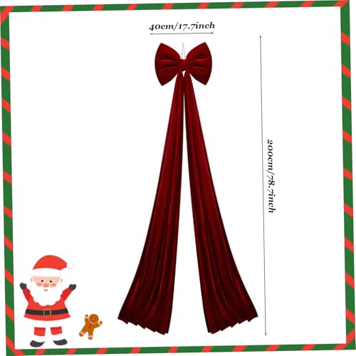 Lazos para árboles de Navidad gigantes, lazo rojo de terciopelo de 79x16'' para corona de pared 7