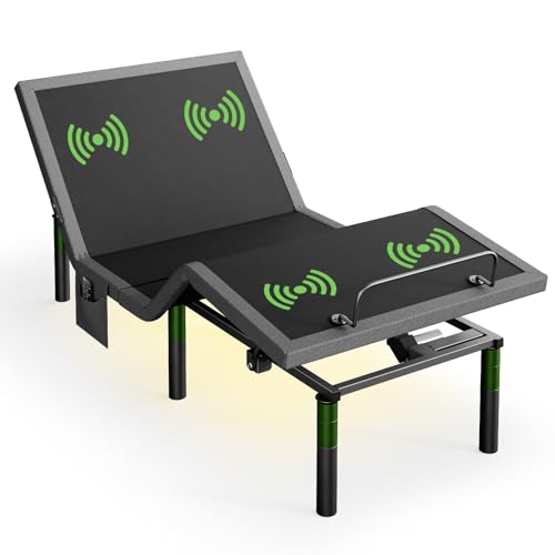 Image of Marsail Twin XL Adjustable Bed Base with Massage, 4 Ports USB A&C Bed Frame with Under-Bed Nightlight, 3 Minutes Fast Assembly, Wireless Control Adjustable Bed with 4 Height Options