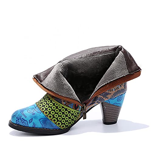 Hbeylia Boots For Women Fashion Snake Leather Round Toe Pump Ankle Booties Trendy Chunky High Heels Dress Short Boots For Ladies #TOP5