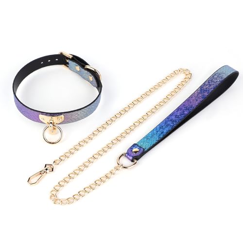 Kutocesy Choker Verstellbares Leder Halsband Mit Leine Halskette Sexspielzeug Für Paare Bondage Erotik Halsfessel Mit O Ring (Pink)