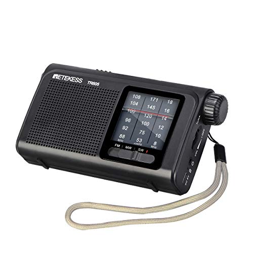 Rádio portátil AM FM de ondas curtas TR605 da Retekess, rádio transistor analógico para idosos, rádi