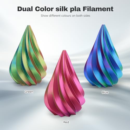 Image of 3DHoJor Silk PLA Filament 1.75mm Red Green Blue Triple Color PLA 3D Printer Filament 3 in 1 Coextrusion 1KG Spool(2.2lbs) 3D Printing Filament Dimensional Accuracy + /- 0.03mm