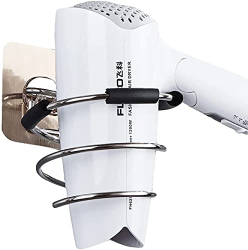 NAIDEV 1 PCs Stainless Steel Punch-Free Spiral Wall Mounted Hair Dryer Organizer Rack Hairdryer Holder Bathroom Accessories Anti-Rust and Waterproof 1