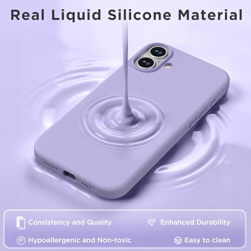 Image of Magnetic for iPhone 16 Case, Compatible with MagSafe, Liquid Silicone Phone Cover with Screen Protector & Camera Protector, Soft Anti-Scratch Microfiber Lining Inside 6.1 inch, Lilac Purple