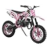 50cc Dirt Bike for Adults & Kids-Kids Dirt Bike 2-Stroke Gas Powered Off Road Motorcycle Mini Bikes with Speeds up to 40 MPH for Uphill and Off-Road Conditions Pull Start Pink