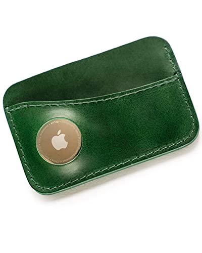 Leather Card Wallet compatible with Apple Airtag - Handmade Minimalist Premium Full Grain Leather Card Wallet Compatible With Tracking Device