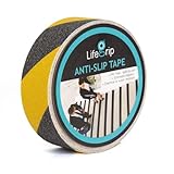 LifeGrip Anti Slip Traction Tape, 2 Inch x 60 Foot, Best Grip, Friction, Abrasive Adhesive for Stairs, Tread Step, Indoor, Outdoor, Caution Yellow/Black