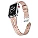 Secbolt Leather Bands Compatible with Apple Watch, 38mm 40mm Series 4 3 2 1, Slim Strap with Breathable Hole Replacement Wristband for Iwatch Nike+ Edition, Rose Gold