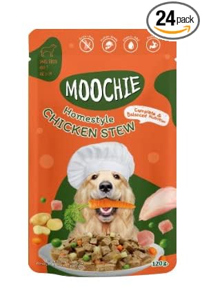 Moochie Wet Dog Food Home Style Chicken Stew Complete & Balanced Nutrition 120 g X 24 Pouch