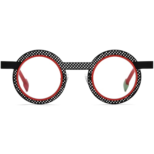 Image of FONEX Colorful Pure Titanium Glasses Frame Women Retro Round Eyeglasses