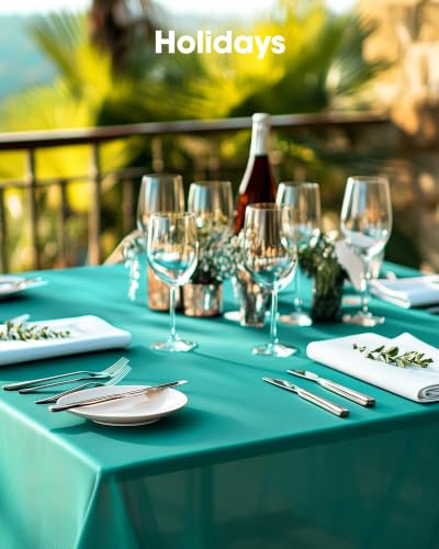 Image of Pureegg Plastic Table Cloth Disposable 54x108 Inch 20 Pack, Teal