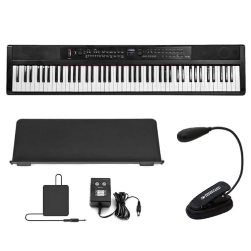 Artesia PE-88 Piano numérique portable Noir + lampe LED Keepdrum - Les Beatles, Paul McCartney, John Lennon, RIngo Starr, George Harrison Artesia PE-88 Piano numérique portable Noir + lampe LED Keepdrum
