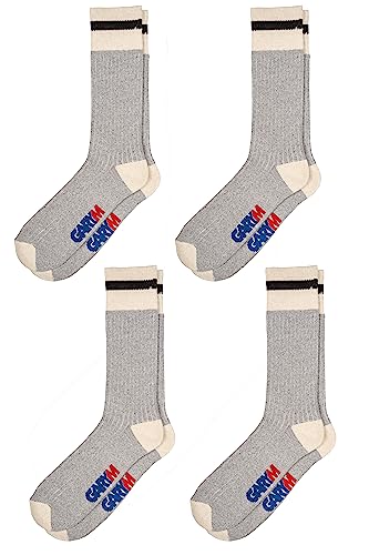 GaryM Men's Heritage Stripe Performance Cushioned Socks, Work Hiking Camp Sock, Boot Size 7-12, 4-Pairs3
