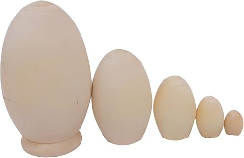 SEWACC 5 Uds. sin pintar Matryoshka muñeca anidación huevos rusos en blanco muñecas rusas sin pintar juguete apilable niños muñecas rusas muñecas de