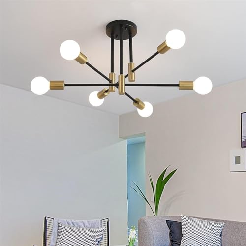 Plafonnier moderne blanc à large diffusion, luminaire Spoutnik semi-encastré multi-bras