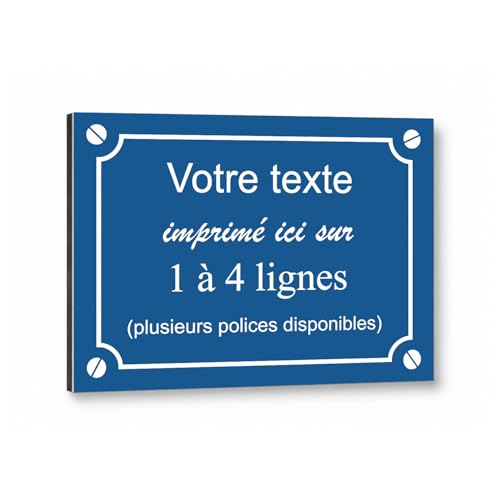 Plaque de rue décorative en aluminium Personnalisée pour intérieur et extérieur 20x15cm Bleu Foncé