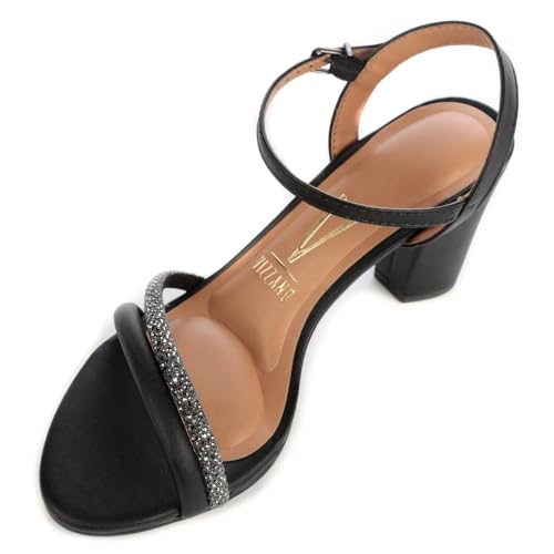 6262.1009 VIZZANO SANDALIA SALTO GROSSO BRILHO (39, Preto)