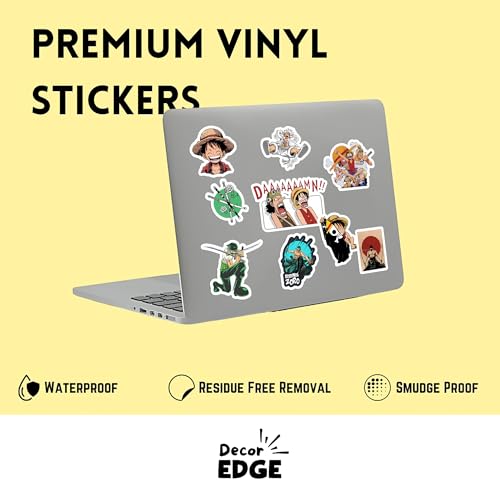 Image of Pack of 25, One Piece Themed Laptop Sticker, Self Adhesive Vinyl Sticker Pack, Scratch Resistant - Multicolored Stickers for Journal, Laptop, Guitar, Mobile - Waterproof Residue Free