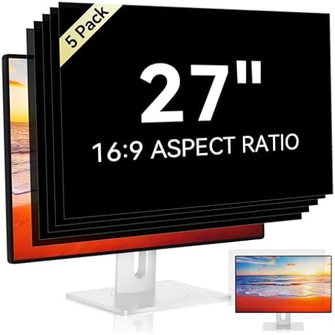 [5-Pack] 27 Inch 16:9 Computer Privacy Screen Filter for Monitor - Privacy Shield and Anti-Glare Protector Cover