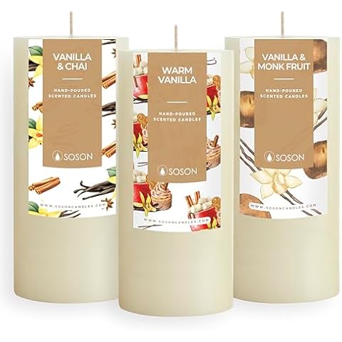 Simply Soson 3x6 Ivory Textured Pillar Scented Candles Cover