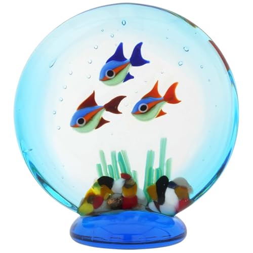 Glass of Venice Murano Aquarium Sculpture with 3 Fish 2.25
