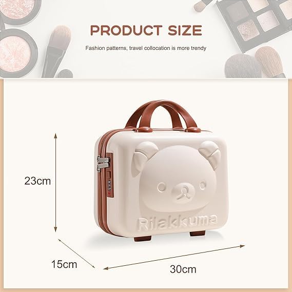 Image of Vanity Case for Women - Hard Shell Cosmetic Travel Bag | Portable Makeup Box | Small Suitcase Style Organizer for Travel, Waterproof & Lightweight-Beige-Pack of 1