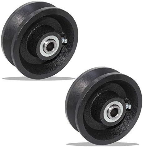 4" X 2"-1/2" Cast Iron V Groove Wheel - Roller Bearing Residential Rolling Gates - 1 pair