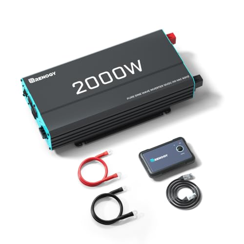 Renogy Inverter P2 2000W Pure Sine Wave Inverter 12V DC to 110V AC Converter, Off-Grid Solar Power...