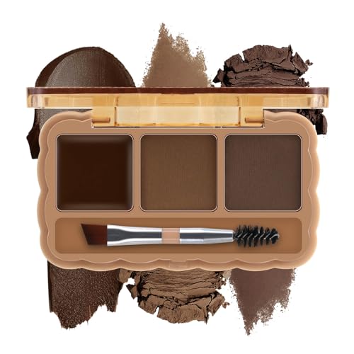 Boobeen Paleta de Cejas, Kit de Polvos para de 3 Colores, Pomada para con Pincel de Doble Punta, Kit de Maquillaje de Ojos de Larga Duración, Esculpe y Define las Ceja, para Principiantes