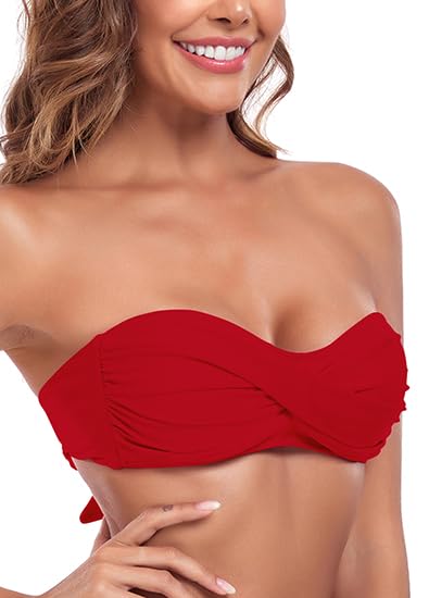 Ocean Blues Costumi da Bagno Senza Spalline per Donne a Fascia Bikini Top con Laccetti