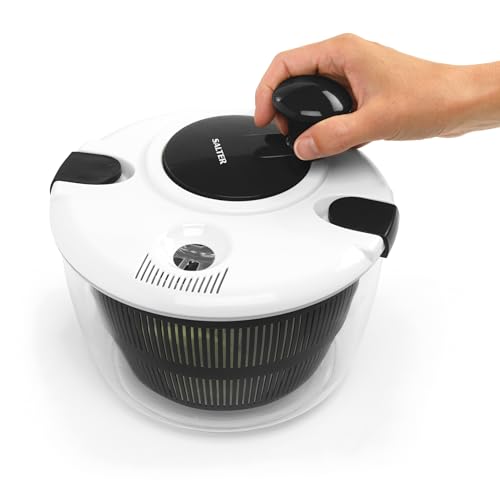 Salter 3.5L Salad Spinner – Wash, Dry & Serve, Salad Prep Lettuce Dryer, Easy Use, Non-Slip Base, Add Salad Dressing, Dual Purpose Drainer, Healthy Eating/Fresh Salad, Kitchen Spinner, Black - Image 5