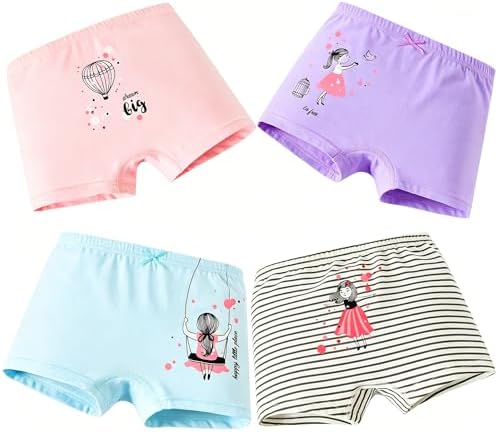 Girls Cotton Underwear Soft Boy Shorts Kids Boxer Briefs Panties(Pack of 5)